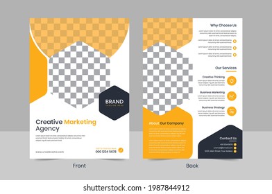 2 sided business flyer  template design. A4 paper size. For marketing, business proposal, promotion, advertise, publication, cover page