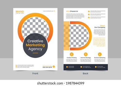 2 sided Corporate business flyer  template design. A4 paper size. For marketing, business proposal, promotion, advertise, publication, cover page