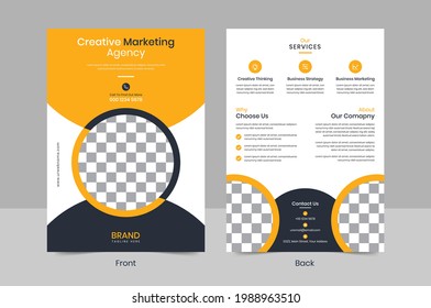 2 sided Corporate business flyer  template design in vector. A4 paper size. For marketing, business proposal, promotion, advertise, publication, cover page