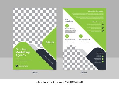 2 sided Corporate flyer  template design. A4 paper size. For marketing, business proposal, promotion, advertise, publication, cover page
