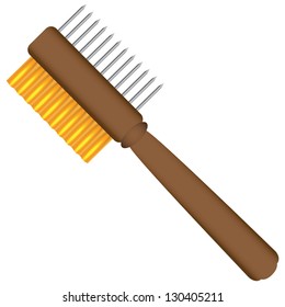 2 Sided Painter's Comb For Cleaning Paint Brushes. Vector illustration.