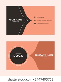 2 sided simple pink and black business card template set.