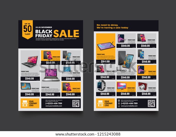 2 Seiten Flyer Vorlage Fur Black Friday Stock Vektorgrafik Lizenzfrei