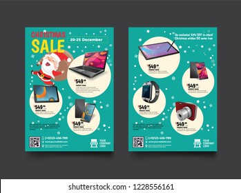 2 sides flyer template for Christmas Sale Promotion with Sample Product Images, for A4 paper size with 3mm. bleed area, CMYK Color, Free Font Used, EPS 10 