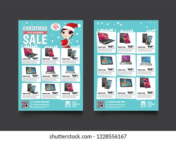 2 sides flyer template for Christmas Sale Promotion with Sample Product Images, for A4 paper size with 3mm. bleed area, CMYK Color, Free Font Used, EPS 10 