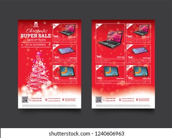 2 sides flyer template for Christmas Sale Promotion with Sample Product Images, for A4 paper size with 3mm. bleed area, CMYK Color, Free Font Used, EPS 10 