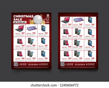 2 sides flyer template for Christmas Sale Promotion with Sample Product Images, for A4 paper size with 3mm. bleed area, CMYK Color, Free Font Used, EPS 10 