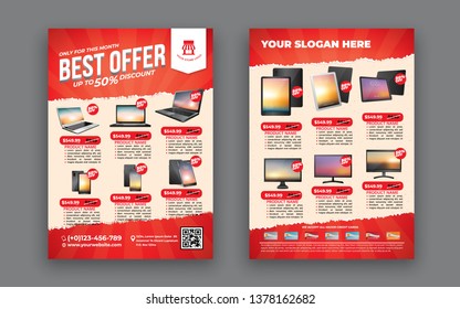 2 sides flyer template for Sale Promotion with Sample Product Images, for A4 paper size with 3mm. bleeds area, CMYK Color, Free Font Used, EPS 10 