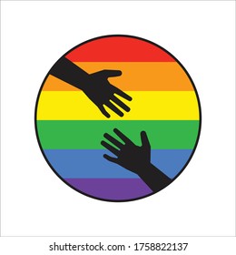2 mano de silueta en arcoiris para el diseño vector del mes del orgullo