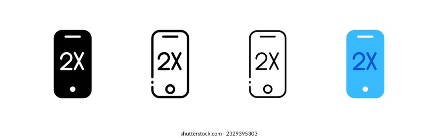 2 sim smartphone. Different styles, color, smartphone 2x. Vector icons.