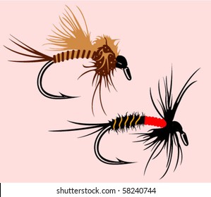 2 simple vector fishing hand made flies