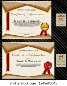 2 sizes of Certificate of Appreciation with laurel wreath wax seal and ribbon