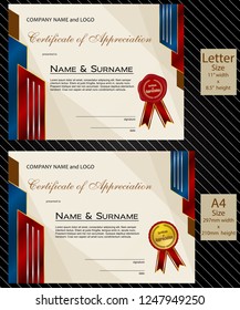 2 sizes of Certificate of Appreciation with laurel wreath wax seal and ribbon