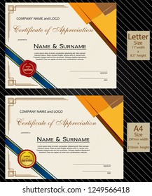 2 sizes of Certificate of Appreciation with laurel wreath wax seal and ribbon