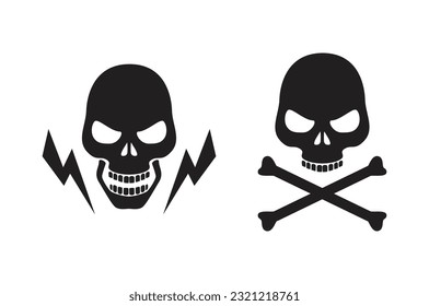 2 skull silhouette vector and illustration