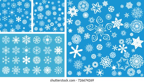 2 Snowflakes Seamless Background con mega copas de nieve montadas