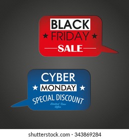 2 speech bubble holes for black friday and cyber monday. Eps 10 vector file.