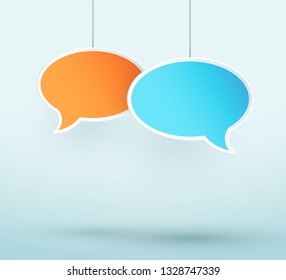 2 Speech Bubbles Hanging On Strings Colorful 3d Vector