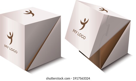 2 Square cardboard boxes mockup