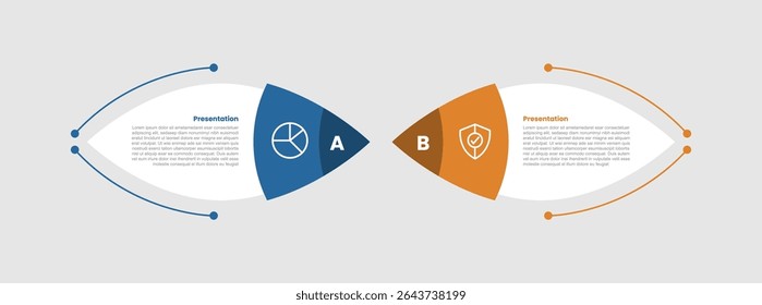 2 stage infographic diagram opposite comparison with round sharp container box head to head with two step for slide presentation vector