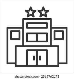 2 Star Hotel Icon Vector Illustration Outline Style