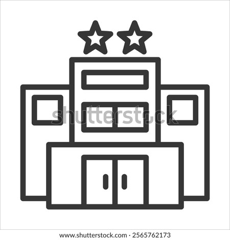 2 Star Hotel Icon Vector Illustration Outline Style