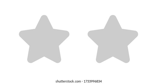 2 star icon cute isolated on white background, cartoon star shape grey, illustration simple star rating symbol, clip art two stars for logo, pentagram star for decoration ranking award, vector
