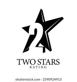 2 star rating. Original sign on a white background. Three star symbol or emblem. vector illustration