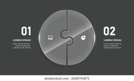 2 Step 3D Glass Arrow Infographic with Business Timeline, Fitness and Health and Creative Audio Design