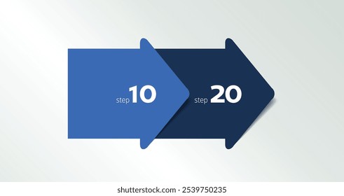 2 step arrow template for presentation. 2 steps options, elements, infographic.