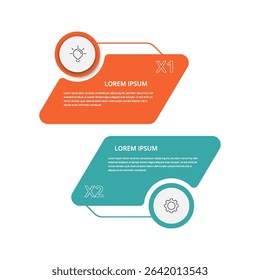 2 step digital business strategy comparison. Workflow for modern corporate team infographic template.