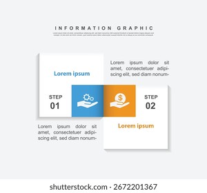 Diseño de infografía de 2 pasos. Concepto de programación con diseño de papel. se puede utilizar para la ilustración de flujo de trabajo
