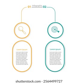 2 Step Infographic Design Templates - Charts, Pie charts, workflow layouts, spreadsheets, brochures, reports, presentations.