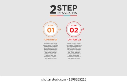 2 step infographic element. Business concept with twooptions and number, steps or processes. data visualization. Vector illustration.