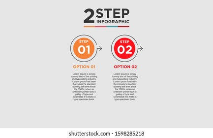 2 step infographic element. Business concept with twooptions and number, steps or processes. data visualization. Vector illustration.