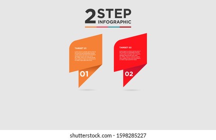 2 step infographic element. Business concept with twooptions and number, steps or processes. data visualization. Vector illustration.