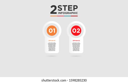 2 step infographic element. Business concept with twooptions and number, steps or processes. data visualization. Vector illustration.