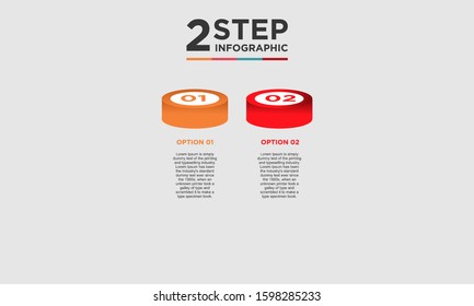 2 step infographic element. Business concept with twooptions and number, steps or processes. data visualization. Vector illustration.