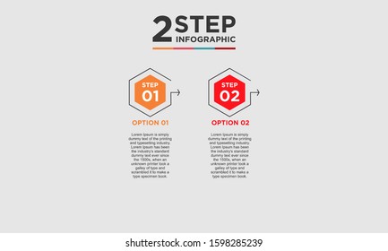 2 step infographic element. Business concept with twooptions and number, steps or processes. data visualization. Vector illustration.