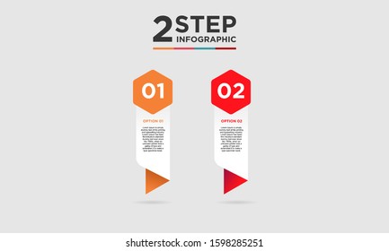 2 step infographic element. Business concept with twooptions and number, steps or processes. data visualization. Vector illustration.