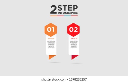 2 step infographic element. Business concept with twooptions and number, steps or processes. data visualization. Vector illustration.
