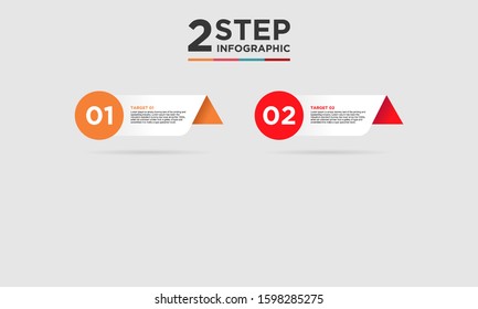 2 step infographic element. Business concept with twooptions and number, steps or processes. data visualization. Vector illustration.