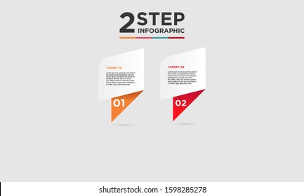 2 step infographic element. Business concept with twooptions and number, steps or processes. data visualization. Vector illustration.