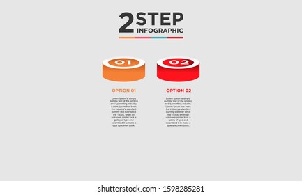 2 step infographic element. Business concept with twooptions and number, steps or processes. data visualization. Vector illustration.