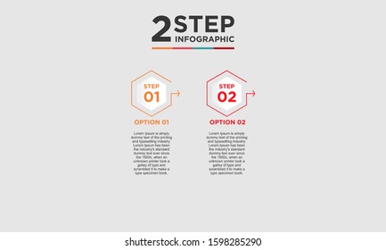 2 step infographic element. Business concept with twooptions and number, steps or processes. data visualization. Vector illustration.