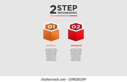 2 step infographic element. Business concept with twooptions and number, steps or processes. data visualization. Vector illustration.