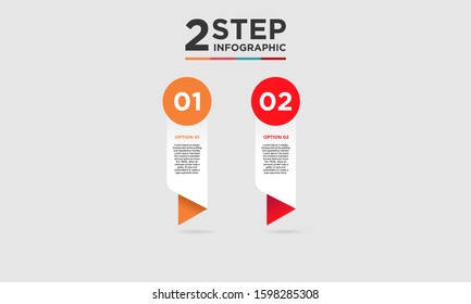 2 step infographic element. Business concept with twooptions and number, steps or processes. data visualization. Vector illustration.