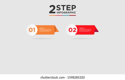 2 step infographic element. Business concept with twooptions and number, steps or processes. data visualization. Vector illustration.