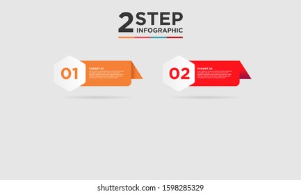 2 step infographic element. Business concept with twooptions and number, steps or processes. data visualization. Vector illustration.
