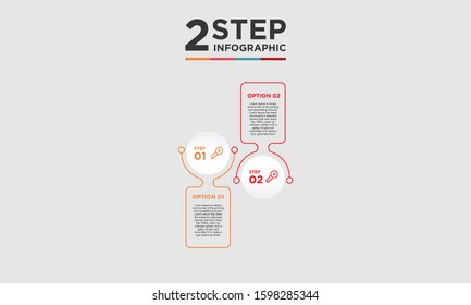 2 step infographic element. Business concept with twooptions and number, steps or processes. data visualization. Vector illustration.